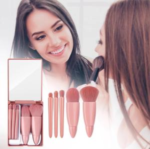 Set Kuas Make Up Brush Set 5Pcs Brush Powder Foundation Beauty Tools Portable Cermin
