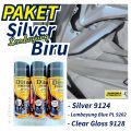 PAKET Silver Lembayung Biru Diton Premium Silfer 9124 + Lembayung Blue PL9202 + Clear Gloss 9128. 