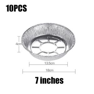 10PCS Round Aluminum Foil Tray Non-Stick Oil-Proof Aluminum Foil Tin Box Food Grade ISO Certified