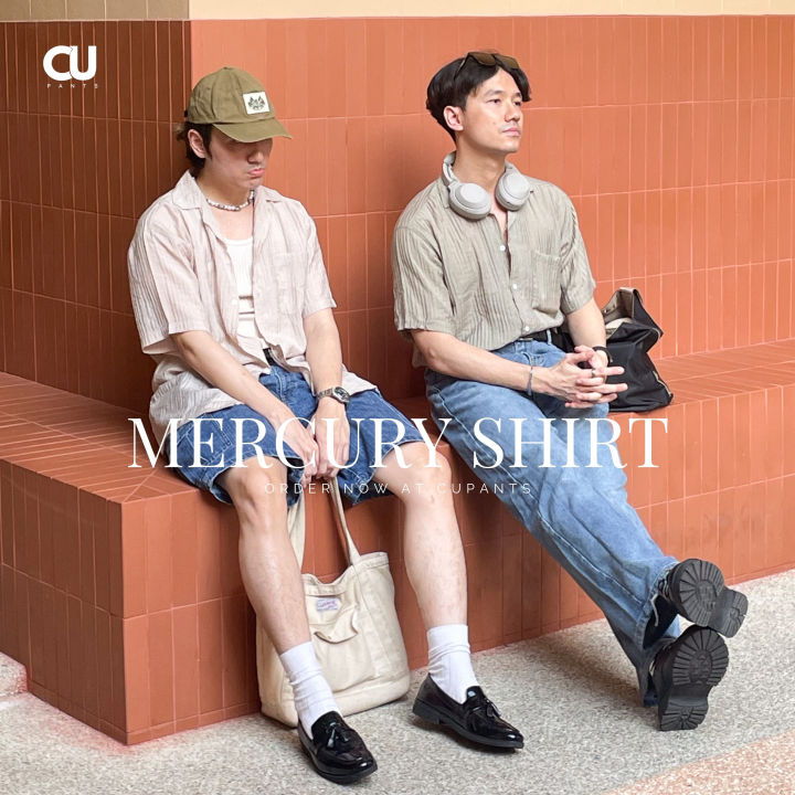 CU PANTS เสื้อเชิ้ตแขนสั้น ทรง oversize ใส่สบาย (4สี) 🧶รุ่น MERCURY ...