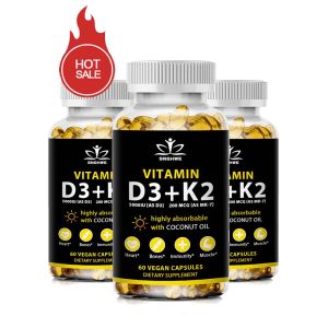 SNGHWE Vegan Vitamin D3+K2 Supplement - With Organic Coconut Oil - Bone Health Support - Immune System Support - Regulate Calcium MetabolismBone &Heart Health Support