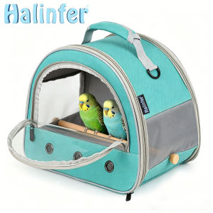 Single-shoulder Carrier for Parrot bag,bird travel cage,Lightweight and portable it boasts a transparent front window transparent breathable side windows a mesh storage pocket on the back and a foldable structure perfect for small parrots.