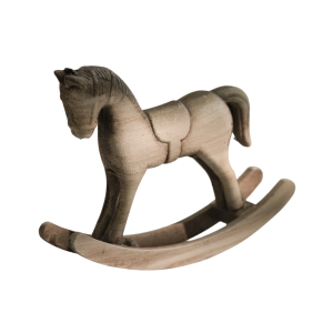 OUTOPEN Wooden Horse Wooden Rocking Horse Wooden Craft Nordic Retro Animal Figurines Creative Design Hand Carved Balance Art Ornament  Room