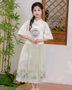 +LITTLE MUSHROOMS+ GIRLS KIDS CHINESE TRADITIONAL ETNIC FESTIVE CULTURAL OUTFIT COSTUME | HANFU MAMIAN PLEATED SKIRT | CNY RACIAL HARMONY DAY | 2025 NEW DESIGNS