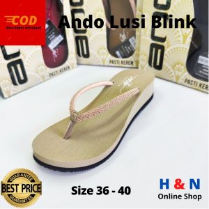 hnonlineshop88 - Sendal Sandal Wedges Cantik Wanita Anti Slip ANDO LUSI BLINK - Size 36-40