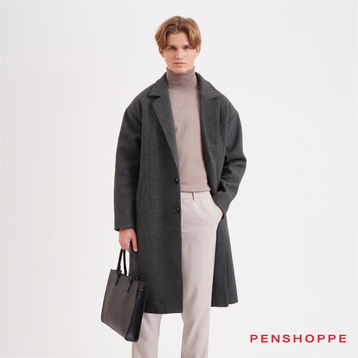 Penshoppe Dress Code Trench Coat For Men (Dark Gray) | Lazada PH