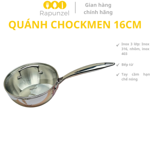 Quánh Inox Cao Cấp Liền Đáy có nắp Chockmen size 16cm có vòi rút bếp từ