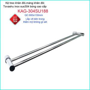 [HCM]Thanh treo khăn tắm Tovashu KAG-304SU188 Giá treo khăn phòng tắm Inox hộp cao cấp SUS304 Nhật Bản