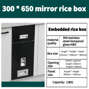 JD JINDIN Stainless Rice Dispenser Rice Bucket Storage Embedded Household Automatic Rice Cylinder Insect-proof Moisture-proof Size 300x650x410mm