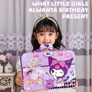 Dress up Stickers DIY for Girls Kuromi MyMelody Princess Cosmetics Pouch and Makeup Bag Toy Set