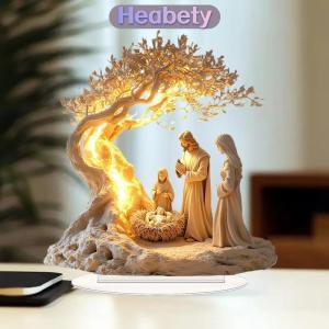 Heabety 2D phẳng Acrylic Chúa giáng sinh sinh cảnh trang trí Tabletop trang trí Giáng sinh bàn
