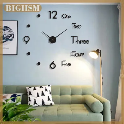 BIGHSM 1 piece 3D glass wall clock Modern design wall clock soundless quartz with needles home decoration.