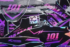 Decal New Dtracker Sticker Motor New dtx Desain Custom Simple ungu Hitam Full Crome  D-A4-004