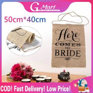 ⭐【LazTop Seller】【Here Comes the Bride】Natural Hessian Jute Fashion Here Comes the Bride Wedding Rustic Ceremony Burlap Banner For Flower Children Christmas Decoration