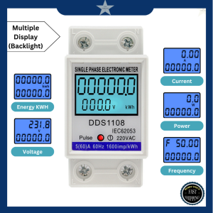 Ready Stock DDS1108 Single/Multiple Phase Digital Electric Watt-Hour Energy Meter LCD Screen Backlight KWH Power Consumption Current Voltage Submeter Air Conditioner Water Heater Fish Tank Save Electricity Cost Bill Monitor Rental Bilik Airbnb Hostel
