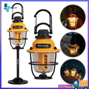 [ VKTECH ] LED Camping Tent Light Stepless Dimming Vintage Outdoor Lantern for Hiking and Fishing
