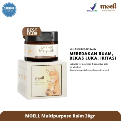Moell Multipurpose Balm 30gr - Balm Multifungsi Bisabolol & Lavender Oil - Untuk Kulit Sensitif & Kering - Skincare Anak
