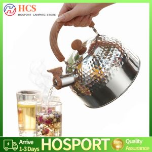 Camping Stainless Steel Kettle 3L Whistling Teapot with Heat-resistant Handle for Outdoor Cooking and Boiling Water