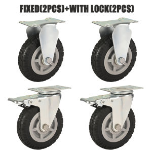 4PCS Black Silent Rubber Caster Wheels Casters For Furniture Industry.(Fixed/Rotate/With Lock)