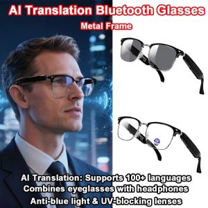 MAKERVY Bluetooth Call Smart Bluetooth Sunglasses Anti-Blue Light AI Intelligent Translation AI Smart Glasses Multifunction UV Protection Bluetooth Music Glasses For Men Women