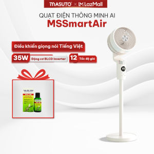 Quạt Điện Ion Âm Thông Minh Masuto MSSmartAir Điều Khiển giọng nói AI 12 Cấp Độ Oxy Bổ Sung Remote - Chất Liệu Quartz Không Cứng Phù Hợp Gia Đình
