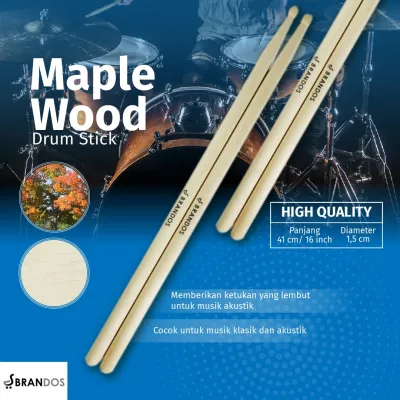 Stick Drum BRANDOS Bahan Kayu MAPLE Ukuran 5A Stik Drum Impor STKD-61