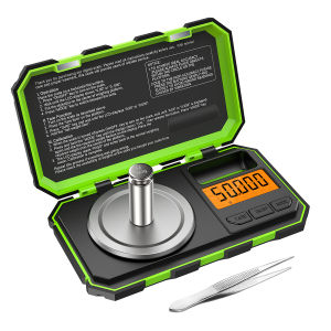 Brifit 0.001g/50g Digital Pocket Scale 0.001g Division Precision Mini Food Scales Portable Mini Jewelry Scale with Calibration Weights Tweezers Tare Function for Jewelry Experiment With 50g weight and tweezers