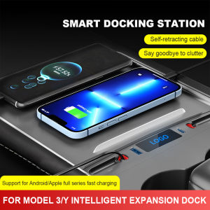 [Dienymotors] Tesla Model 3 Y Car Interior Console with 27W PD Docking Station Dual USB Charging and Easy Installation