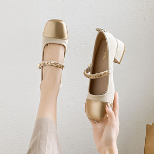 Mary Jane Shoes Pumps Pumps Block Heel with Skirt Temperament Mid Heel Gentle Fairy Shoes