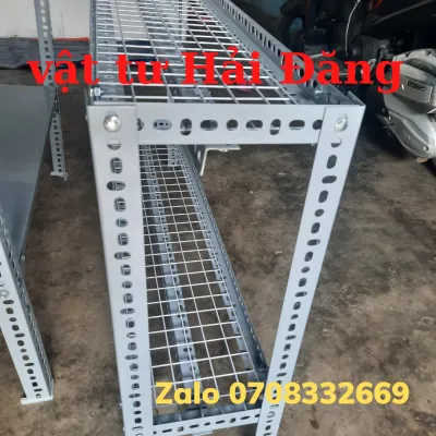 Kệ sắt v lỗ 2 tầng vỉ lưới sắt ô vuông(Mặt vỉ lưới rộng 20cm30cm x dài 60cm-80cm-100cm-120cm)X Cao 50cm-60cm-80cm