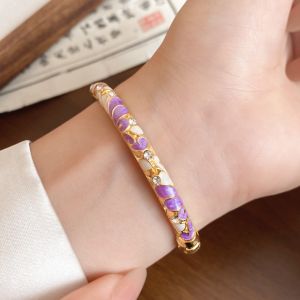 HUNIU HOUSE Men Vòng tay Cloisonne cổ điển Hoa rỗng Truyền thống Vòng tay nữ Vòng tay trên tay Trung Quốc Vòng tay hoa Trung Quốc Quà tặng cho phụ nữ và các bạn gái.