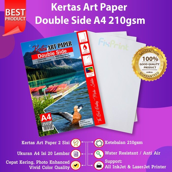 50 pcs Kertas Art Paper A4 120gsm 120 gsm Print Foto Photo Double Side
