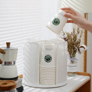360° Rotary Desktop Paper Cup Holder Seasoning Storage Rack Cosmetics Rack Coffee Cup Dispenser Kitchen Organizers