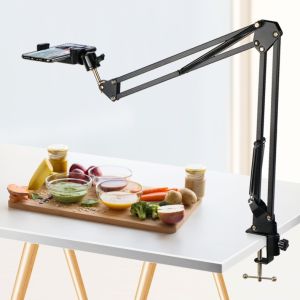 Giá đỡ ipad điện thoại hợp kim nhôm kẹp đầu giường cạnh bàn 4 trục xoay cơ học 360 độ hổ trợ xem phim học online quay video gấp gọn