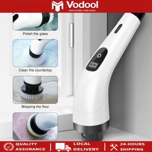 Cordless Cleaning Brush 7 Replaceable Brush Heads Rotary Floor Brushes with Extendable Handle Electric Scrubber for Bathroom Bathtub Tile Floor