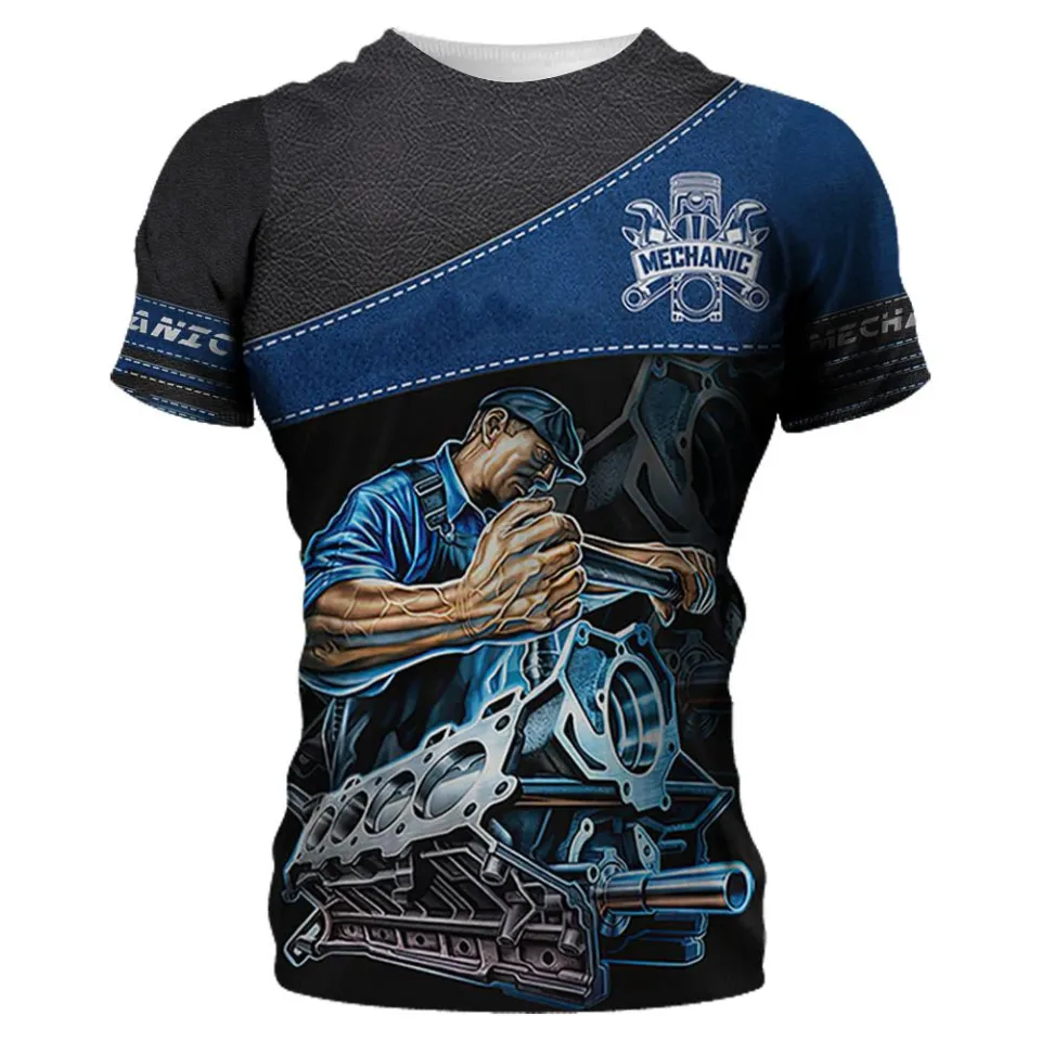 mechanic t shirt for men 3D printing short sleeved top,sublimation