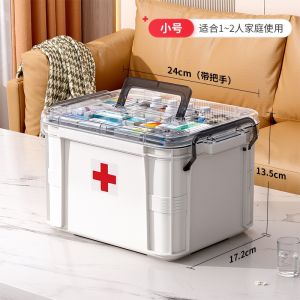 JustLiving Transparent Visible First Aid Box Multifunctional Double Layer Pill Box High-capacity Medical Box Household medicine organizer Family Packaging Antigen Medicine Storage Box