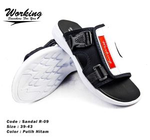 Sandal Slide Pria Bahan Kulit Working R-09 Sandal Sporty kasual pria dewasa