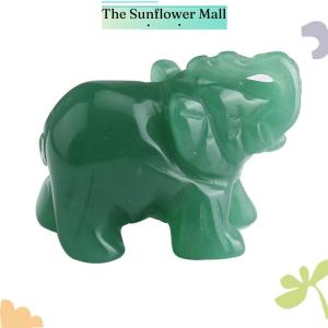 Sunflower Elephant Statue Figurine Natural Amethyst Rose Quartz Animals Sto