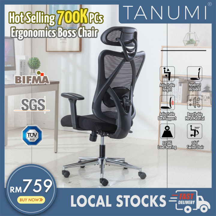 TANUMI Ergonomic Office Chair with Adjustable Lumbar Support, High