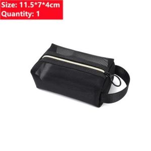 Women Travel Makeup Pouch Organizer Black Dot Transparent Mesh Cosmetic Bag Toiletry Bag Handbag