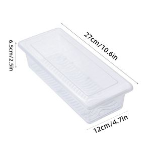 3pcs Kitchen Rectangular Refrigerator Drain Fresh-keeping Box / Food Sealed Storage Box / Food Sealed Kitchen Organizer / Japanese Style Refrigerator Storage Box / Frozen Kitchen Vegetable Drain Box