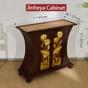 เฟอร์นิเจอร์ไม้เนื้อแข็งห้องโถงตู้วินเทจทองบัวแกะสลักตู้ทำร้านนวดเก่าตู้เก็บของตกแต่งตู้เก็บสองประตู