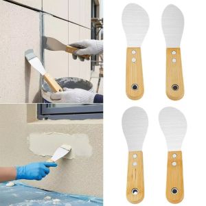 DITIPOO 4Pcs Đậm đặc Dao cạo keo bằng thép không gỉ Độ cứng cao Tay cầm bằng gỗ Dụng cụ trám vữa xi măng Tiết kiệm sức lao động Đa chức năng Dụng cụ cạo keo dán gạch Loại bỏ keo