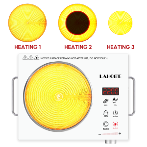 LAhome Electric Ceramic Stove Infrared Burner Glass Surface Hot Plate Inverter Cooktop Countertop （Super Energy Saving ）Electric Cooker Portable Ceramic Glass Plate with LED Display Electric Hob Portable Sensor Touch Control Infrared heating Timer2200