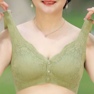Womens Front Button Bra Seamless Push Up Bra Non-Wired Bra Plus Size Comfortable Bra Thin Lace Underwear