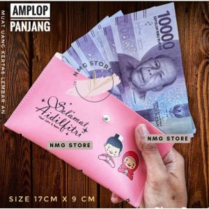 Dompet Amplop Panjang 1 Pack isi 10 PCS - Dompet Amplop Sedang - Dompet Kancing - Amplop Lebaran 2023 THR Idul Fitri - Angpao Ampao Ampau