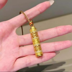 Mặt dây chuyền Phật vàng di động mạ vàng thật giữ màu bền phương pháp cổ xưa vàng cát phong cách Trung Quốc mới tám bảo bối dây chuyền retro cho nam và nữ