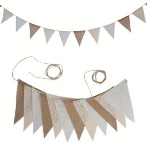 MUSCLEX Multicolor Birthday Linen Banner Hanging Triangles Pennant Flags Vintage 12 Flags Photo Prop Banners Birthday Party Favor