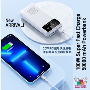 100W Fast Charging 50000mah PD 20W Type C – Type C Charger Power Bank Bright LED emergency Torch Light (Model: KJ-70)